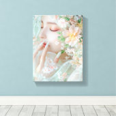 猫の女性 – スタイリッシュ Digital Art キャンバスプリント (インサイチュ (ウッドフロア))