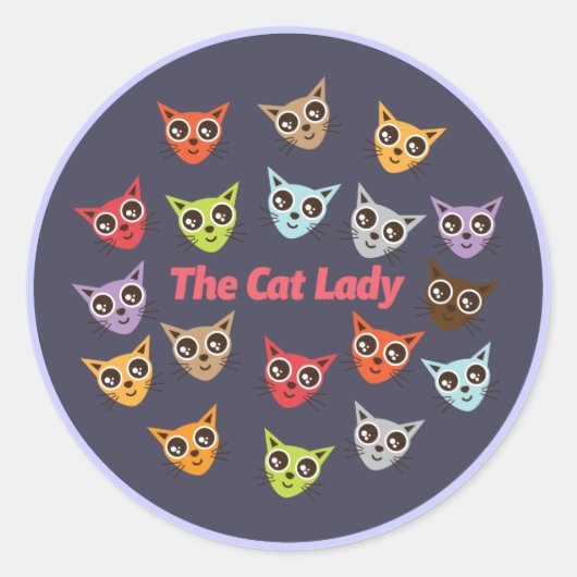 猫の女性 ラウンドシール (正面)