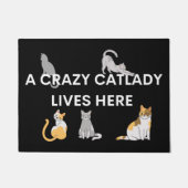 猫の女熱狂する性が住んでる、猫好き ドアマット (正面)