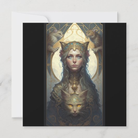 猫の女神タロットカード ノートカード (正面)