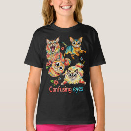 猫の好奇心カルテット、かわいい猫のPNGデザイン、猫好きさんに Tシャツ