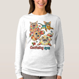 猫の好奇心カルテット、かわいい猫のPNG 面白い猫好き Tシャツ