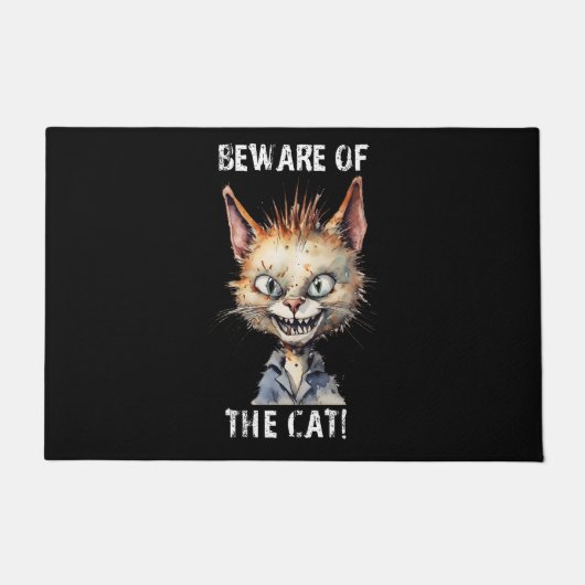 猫の姿に気を付ける ドアマット (正面)