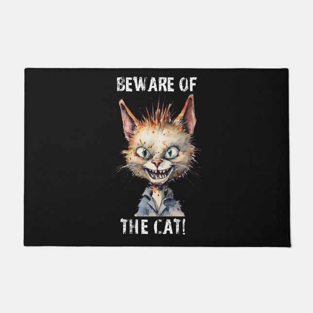 猫の姿に気を付ける ドアマット (正面)