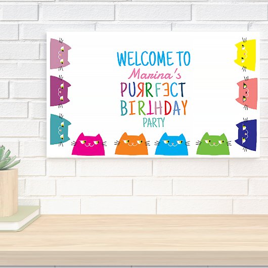猫の娘の誕生日パーティー 横断幕