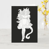 猫の娘 カード (黄色い花)