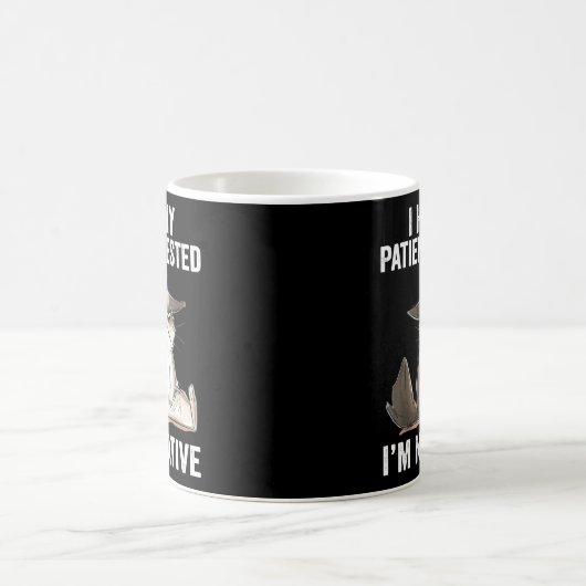 猫の嫌な皮肉を我慢してテストしてもらった コーヒーマグカップ (中央)