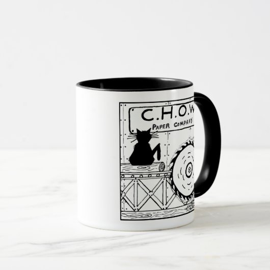 猫の嫌悪症の製材所の漫画のマグ マグカップ (正面右)