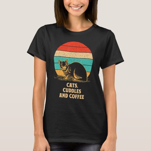 猫の子ども達とコーヒー猫コーヒータン Tシャツ (正面)