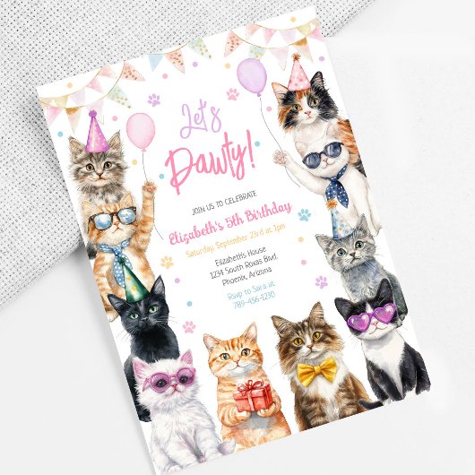 猫の子猫の誕生日パーティーの招待状 レッツポーティー 招待状