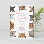 猫の子猫の誕生日パーティーの招待状 Let's Pawty 招待状 (スタンド正面)
