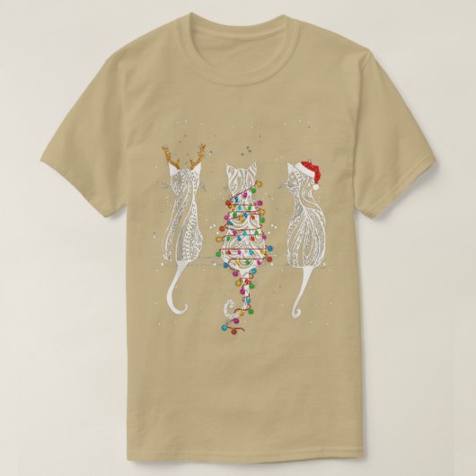 猫の子猫タトゥトトトインデサスクリスマスライトツリー Tシャツ (デザイン正面)