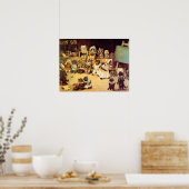 猫の学校ルイ・ワインの子猫 ポスター (キッチン)