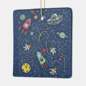 猫の宇宙オーナメント セラミックオーナメント (左)