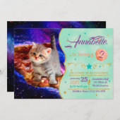 猫の宇宙ピザ 招待状 (正面/裏面)