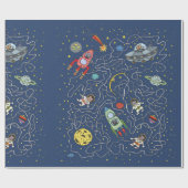 猫の宇宙包み紙 ラッピングペーパー (フラット)
