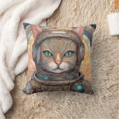 猫の宇宙飛行士の繊細なアニメアート クッション (ブランケット)