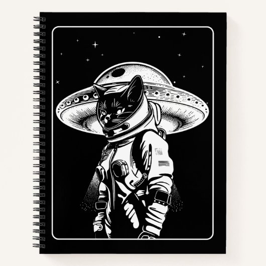 猫の宇宙飛行士 エイリアン UFO サイエンスフィクション ノートブック (正面)