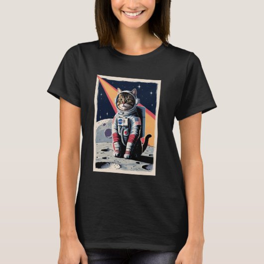 猫の宇宙飛行士 ペット スペース Tシャツ (正面)