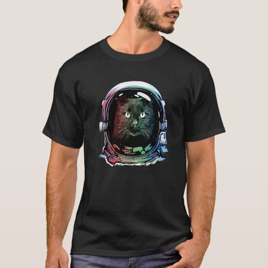 猫の宇宙飛行士 レトロなスペースキャット 1 Tシャツ (正面)