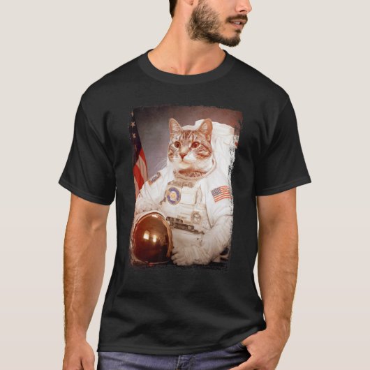 猫の宇宙飛行士 月 宇宙ミッション 動物宇宙飛行士 Tシャツ (正面)