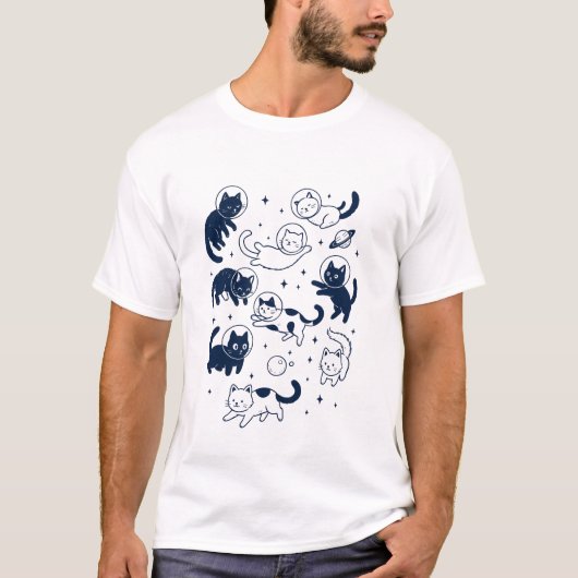 猫の宇宙飛行士Tシャツ Tシャツ (正面)