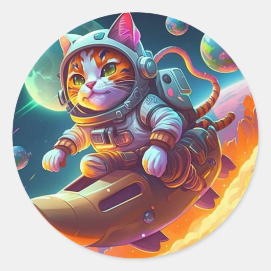 猫の宇宙 ラウンドシール (正面)