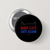猫の安全を取り戻すおもしろい- Cat Safety認識度 缶バッジ (正面&裏面)