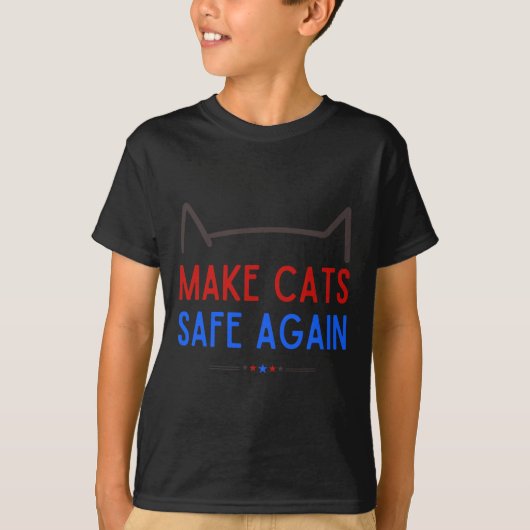 猫の安全を取り戻すおもしろい- Cat Safety認識度 Tシャツ (正面)
