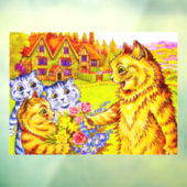 猫の家族が庭に ウィンドウサイン (シート3)