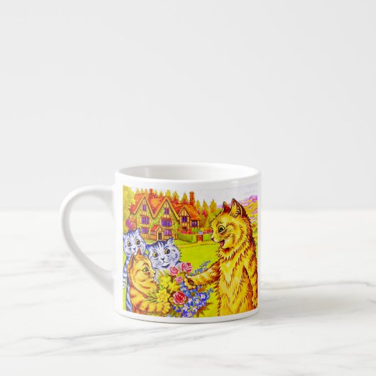 猫の家族が庭に エスプレッソカップ (左)