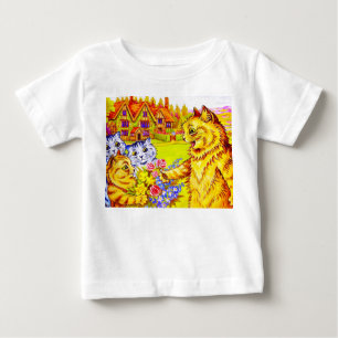 猫の家族が庭に ベビーTシャツ