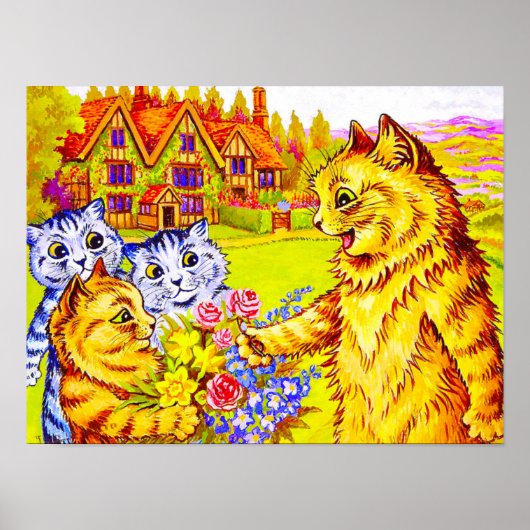猫の家族が庭に ポスター (正面)