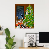 猫の家族のクリスマスポスター ポスター (ホームオフィス)