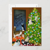 猫の家族のクリスマスポストカード シーズンポストカード (正面/裏面)