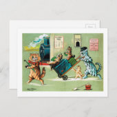 猫の家族の旅行ルイス・ワイン ポストカード (正面/裏面)