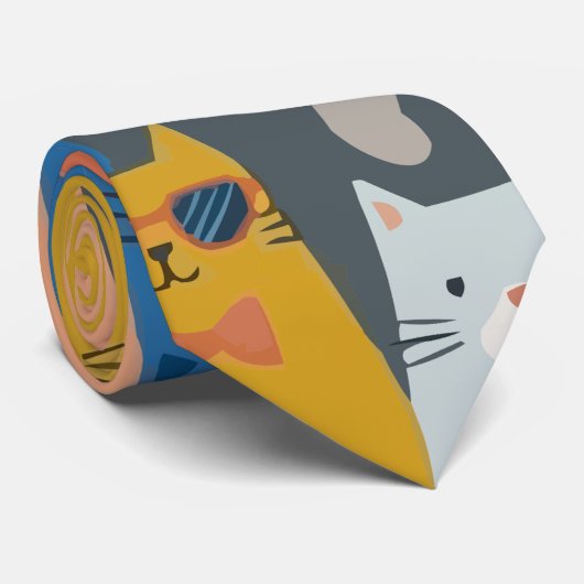 猫の家族 ネクタイ (ロール)