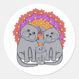 猫の家族。 ラウンドシール