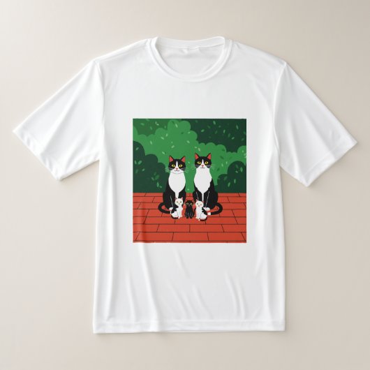 猫の家族 Tシャツ (レイダウン)