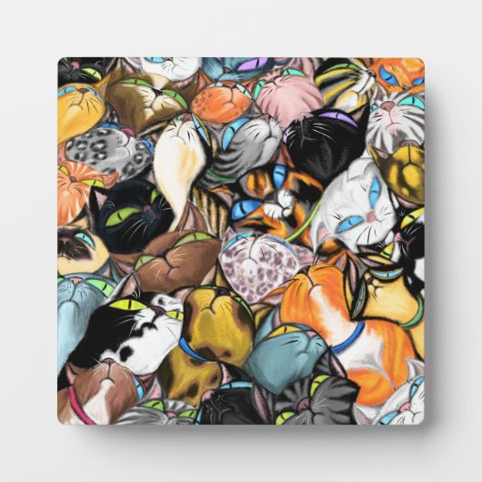 猫の家 – カラフル猫の抱き合わせ絵画- フォトプラーク (正面)