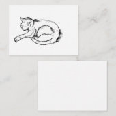 猫の寝姿イラスト ペン画アート ノートカード (正面/裏面)