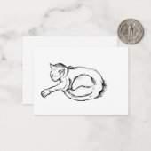 猫の寝姿イラスト ペン画アート ノートカード (正面/裏面インサイチュ)