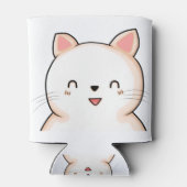 猫の小さな猫のかわいい閉じた目の動物のスケッチ。 缶クーラー (裏面)