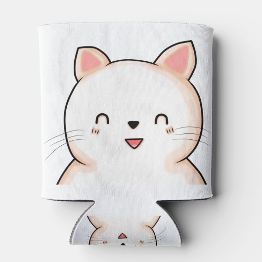 猫の小さな猫のかわいい閉じた目の動物のスケッチ。 缶クーラー (裏面)