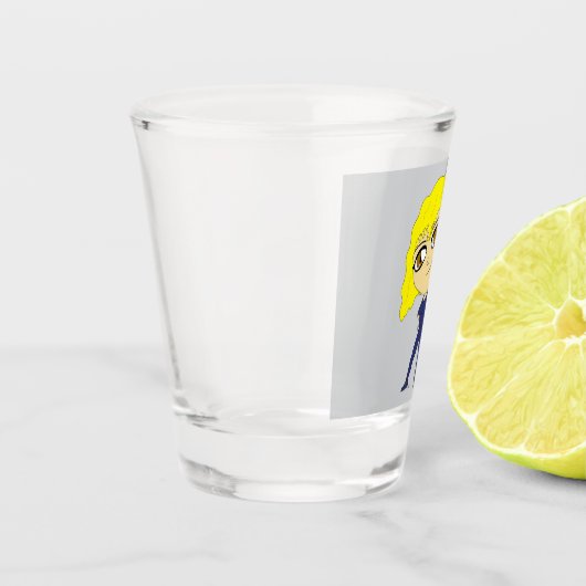 猫の尾のようなチビ（小さくかわいく書いた感じ） ショットグラス (左)