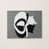 猫の尾-ラブ白黒 ジグソーパズル (横)