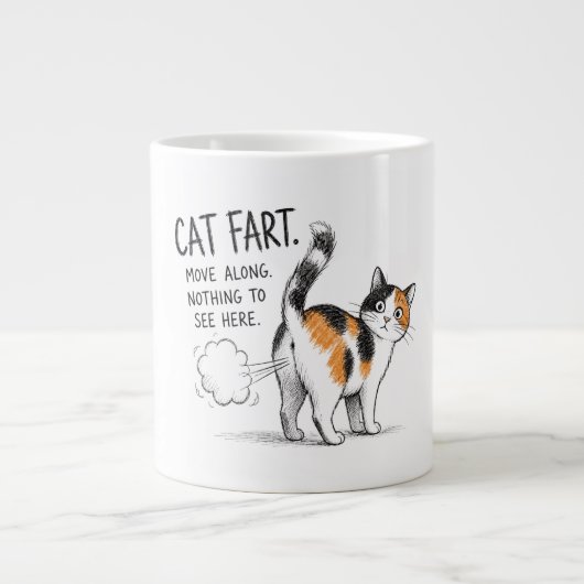 猫の屁 スケッチ コーヒーマグ - 三毛猫 ジャンボコーヒーマグカップ (正面)