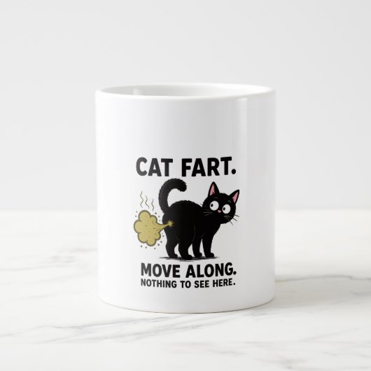 猫の屁 無視 無視 無視 おもしろ ジャンボコーヒーマグカップ (正面)