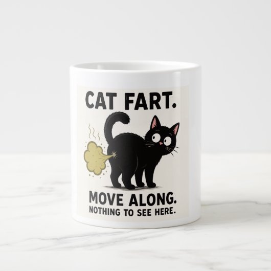 猫の屁 無視 無視 無視 おもしろ ネタ ジャンボコーヒーマグカップ (正面)