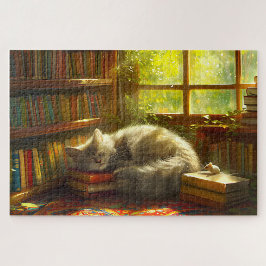 猫の居心地の良い図書館シエスタギフト猫好き ジグソーパズル